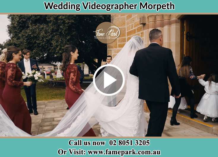 The Bride entering the wedding venue with her father Morpeth NSW 2321